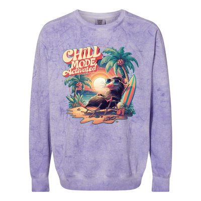 Chill Mode Activated Funny Possum Eat Trash Vacay Vibe Gift Colorblast Crewneck Sweatshirt