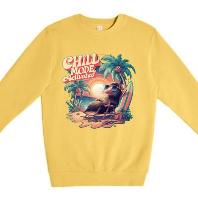 Chill Mode Activated Funny Possum Eat Trash Vacay Vibe Gift Premium Crewneck Sweatshirt