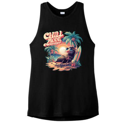 Chill Mode Activated Funny Possum Eat Trash Vacay Vibe Gift Ladies PosiCharge Tri-Blend Wicking Tank