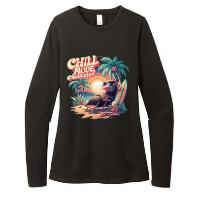 Chill Mode Activated Funny Possum Eat Trash Vacay Vibe Gift Womens CVC Long Sleeve Shirt