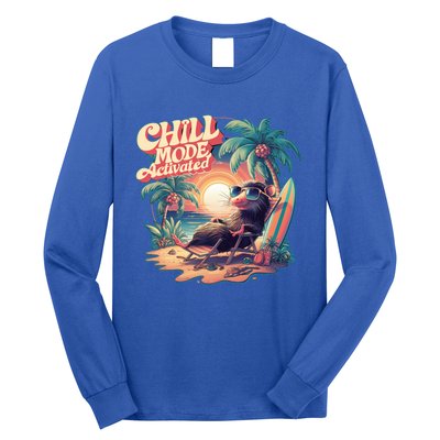 Chill Mode Activated Funny Possum Eat Trash Vacay Vibe Gift Long Sleeve Shirt