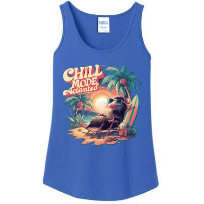 Chill Mode Activated Funny Possum Eat Trash Vacay Vibe Gift Ladies Essential Tank