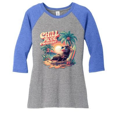 Chill Mode Activated Funny Possum Eat Trash Vacay Vibe Gift Women's Tri-Blend 3/4-Sleeve Raglan Shirt