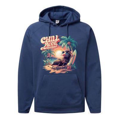 Chill Mode Activated Funny Possum Eat Trash Vacay Vibe Gift Performance Fleece Hoodie