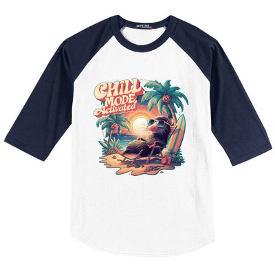 Chill Mode Activated Funny Possum Eat Trash Vacay Vibe Gift Baseball Sleeve Shirt