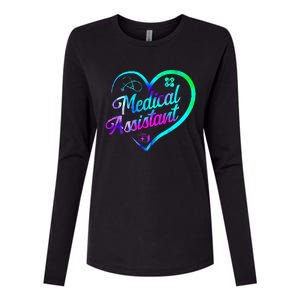 Certified Medical Assistant Watercolor Heart CMA Womens Cotton Relaxed Long Sleeve T-Shirt