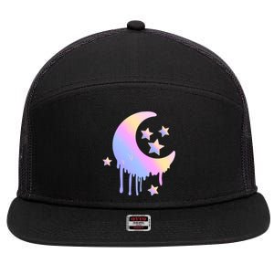 Colorful Moon And Stars Space 7 Panel Mesh Trucker Snapback Hat