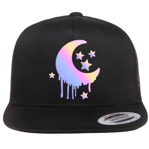 Colorful Moon And Stars Space Flat Bill Trucker Hat