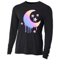 Colorful Moon And Stars Space Cooling Performance Long Sleeve Crew