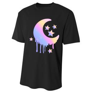 Colorful Moon And Stars Space Performance Sprint T-Shirt