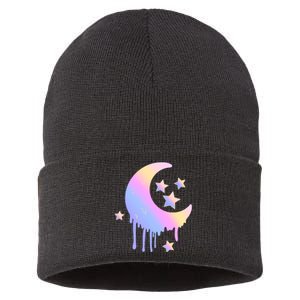 Colorful Moon And Stars Space Sustainable Knit Beanie