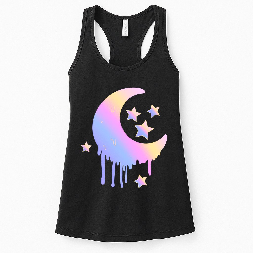 Colorful Moon And Stars Space Womens Tank Top