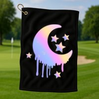 Colorful Moon And Stars Space Golf Towel