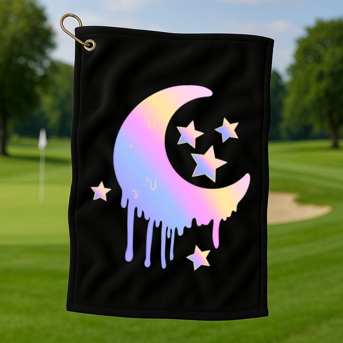 Colorful Moon And Stars Space Golf Towel