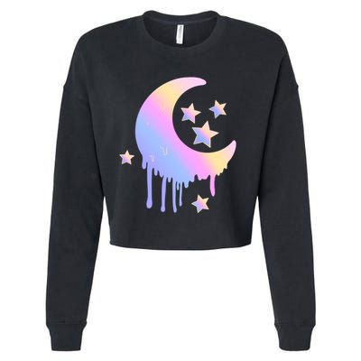 Colorful Moon And Stars Space Cropped Pullover Crew