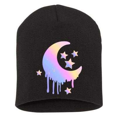 Colorful Moon And Stars Space Short Acrylic Beanie
