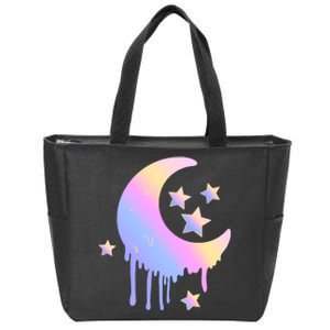 Colorful Moon And Stars Space Zip Tote Bag