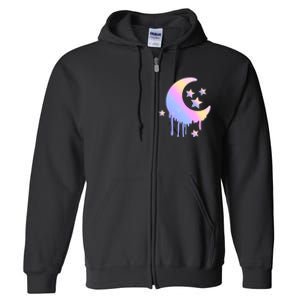 Colorful Moon And Stars Space Full Zip Hoodie