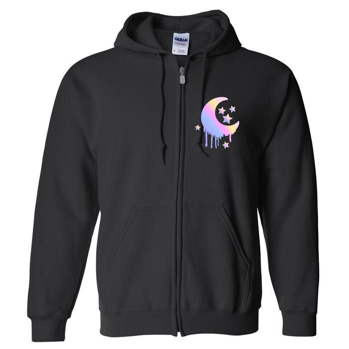 Colorful Moon And Stars Space Full Zip Hoodie