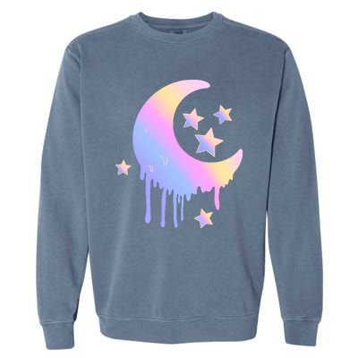 Colorful Moon And Stars Space Garment-Dyed Sweatshirt