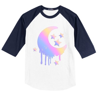 Colorful Moon And Stars Space Baseball Sleeve Shirt