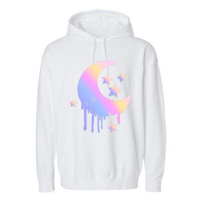 Colorful Moon And Stars Space Garment-Dyed Fleece Hoodie