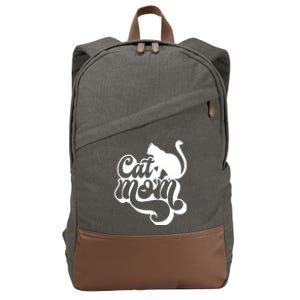 Cat Mom And Sitting Cat Cotton Canvas Backpack