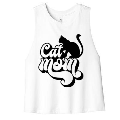 Cat Mom And Sitting Cat Women's Racerback Cropped Tank