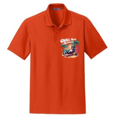 Chill Mode Activated Funny Raccoon Stay Trashy Vacay Vibe Cute Gift Dry Zone Grid Polo