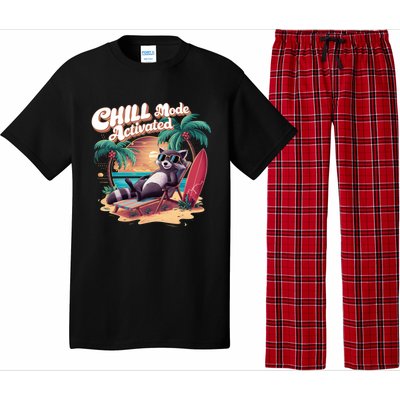 Chill Mode Activated Funny Raccoon Stay Trashy Vacay Vibe Cute Gift Pajama Set