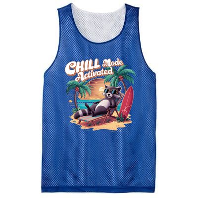 Chill Mode Activated Funny Raccoon Stay Trashy Vacay Vibe Cute Gift Mesh Reversible Basketball Jersey Tank