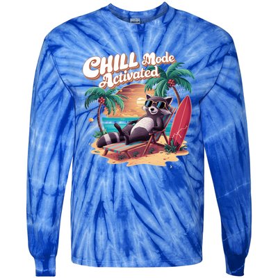 Chill Mode Activated Funny Raccoon Stay Trashy Vacay Vibe Cute Gift Tie-Dye Long Sleeve Shirt