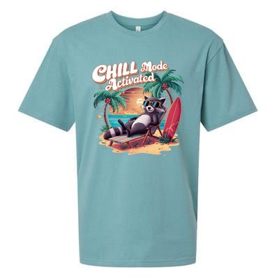 Chill Mode Activated Funny Raccoon Stay Trashy Vacay Vibe Cute Gift Sueded Cloud Jersey T-Shirt