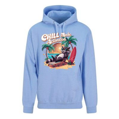 Chill Mode Activated Funny Raccoon Stay Trashy Vacay Vibe Cute Gift Unisex Surf Hoodie