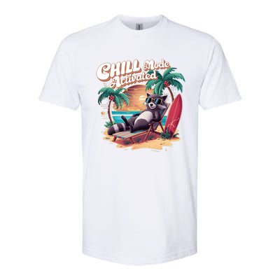 Chill Mode Activated Funny Raccoon Stay Trashy Vacay Vibe Cute Gift Softstyle CVC T-Shirt