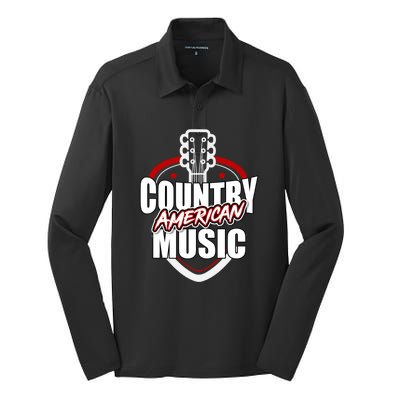 Country Music America Silk Touch Performance Long Sleeve Polo