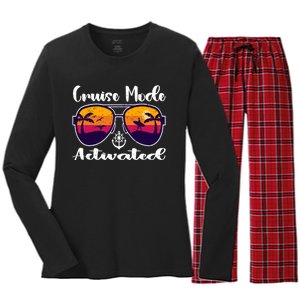 Cruise Mode Activated Vacation Funny Family Matching Group Women's Long Sleeve Flannel Pajama Set 