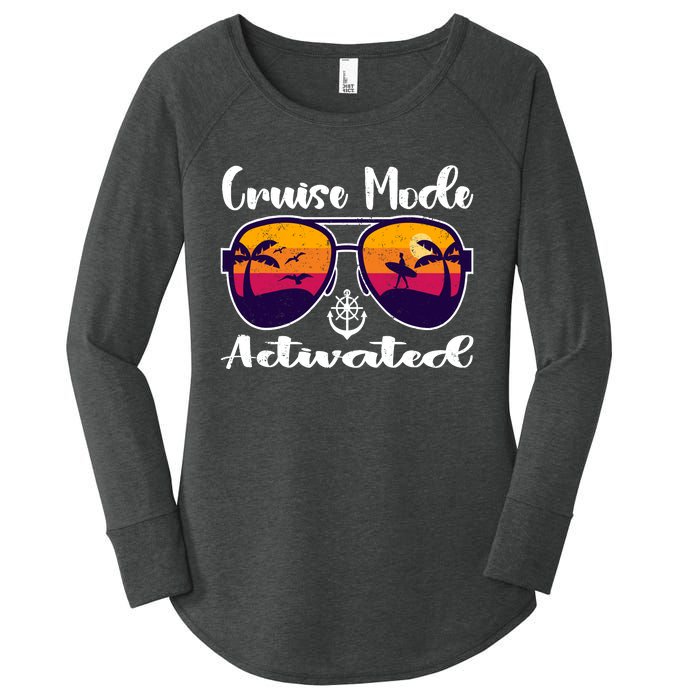 Cruise Mode Activated Vacation Funny Family Matching Group Women's Perfect Tri Tunic Long Sleeve Shirt