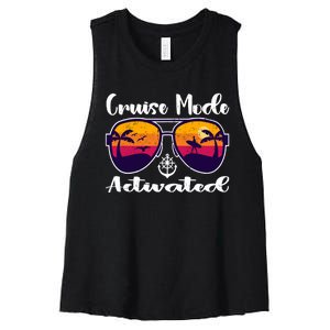 Cruise Mode Activated Vacation Funny Family Matching Group Women's Racerback Cropped Tank