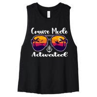 Cruise Mode Activated Vacation Funny Family Matching Group Women's Racerback Cropped Tank