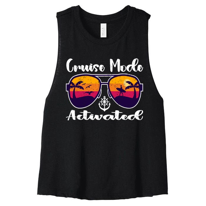 Cruise Mode Activated Vacation Funny Family Matching Group Women's Racerback Cropped Tank