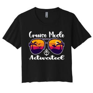 Cruise Mode Activated Vacation Funny Family Matching Group Women's Crop Top Tee