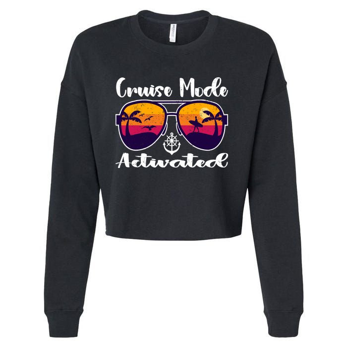 Cruise Mode Activated Vacation Funny Family Matching Group Cropped Pullover Crew