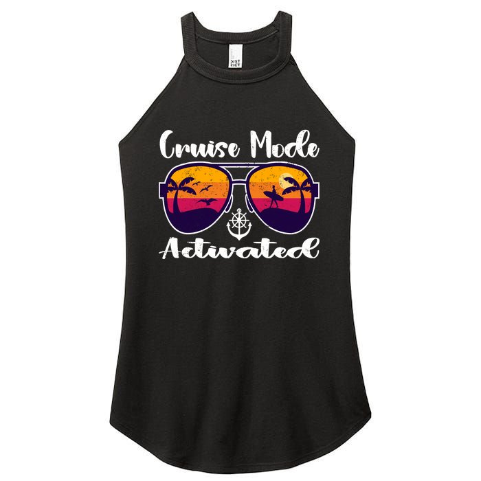 Cruise Mode Activated Vacation Funny Family Matching Group Women's Perfect Tri Rocker Tank