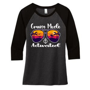 Cruise Mode Activated Vacation Funny Family Matching Group Women's Tri-Blend 3/4-Sleeve Raglan Shirt