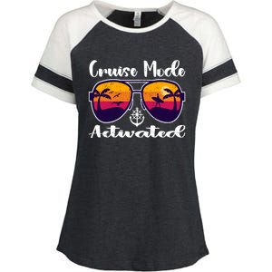 Cruise Mode Activated Vacation Funny Family Matching Group Enza Ladies Jersey Colorblock Tee