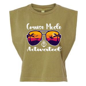 Cruise Mode Activated Vacation Funny Family Matching Group Garment-Dyed Women's Muscle Tee