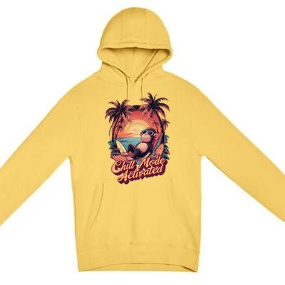 Chill Mode Activated Funny Monkey With Sunglasses Vacay Vibe Gift Premium Pullover Hoodie