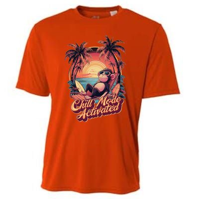 Chill Mode Activated Funny Monkey With Sunglasses Vacay Vibe Gift Cooling Performance Crew T-Shirt