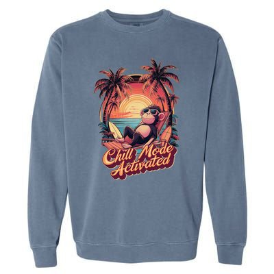 Chill Mode Activated Funny Monkey With Sunglasses Vacay Vibe Gift Garment-Dyed Sweatshirt